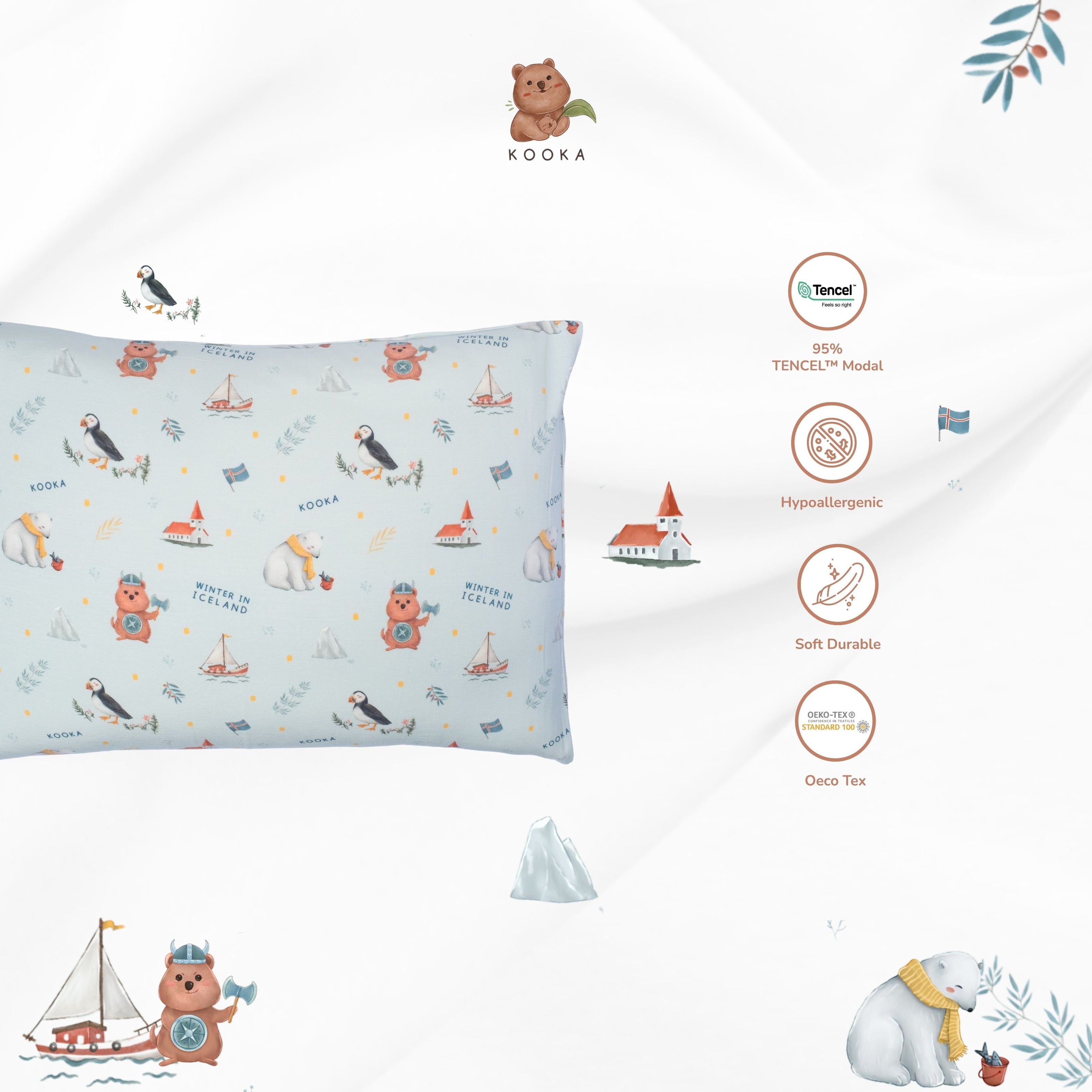 [CASE ONLY]  PILLOW CASE | WINTER IN ICELAND | TENCEL  BABY SINGAPORE